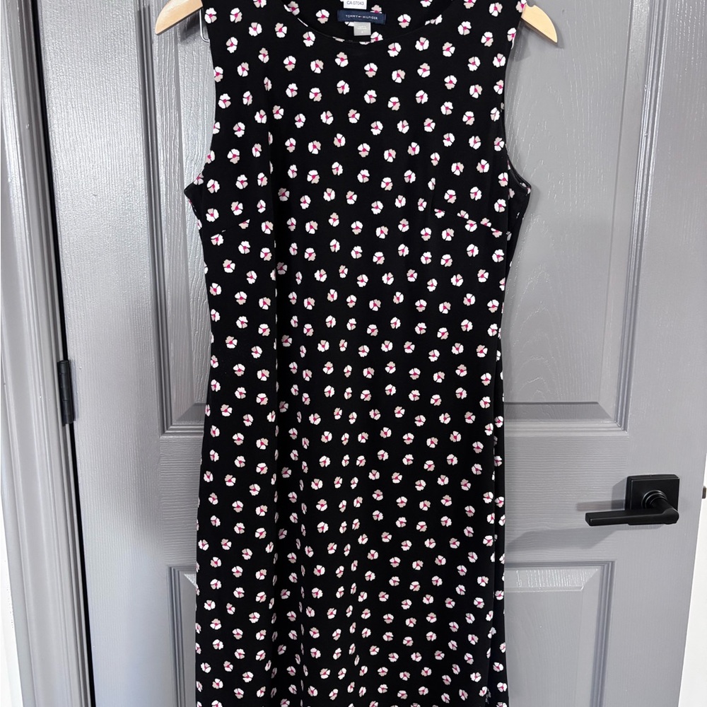 Tommy Hilfiger Black and Pink Floral Midi Dress